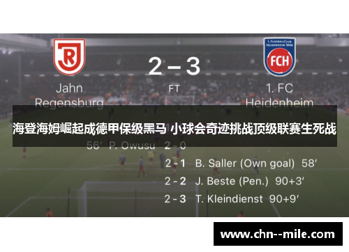海登海姆崛起成德甲保级黑马 小球会奇迹挑战顶级联赛生死战
